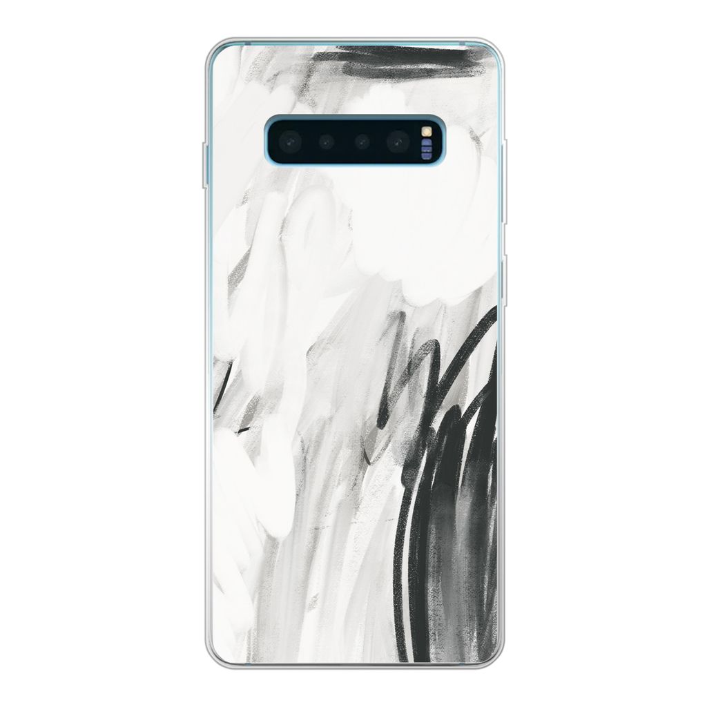 MuchoWow Handyhülle Schutzhülle Hülle für Samsung Galaxy S10 Plus Kunst - Schwarz - Weiß - Abstrakt Silikon Softcase Handy Hülle - Schutzh...
