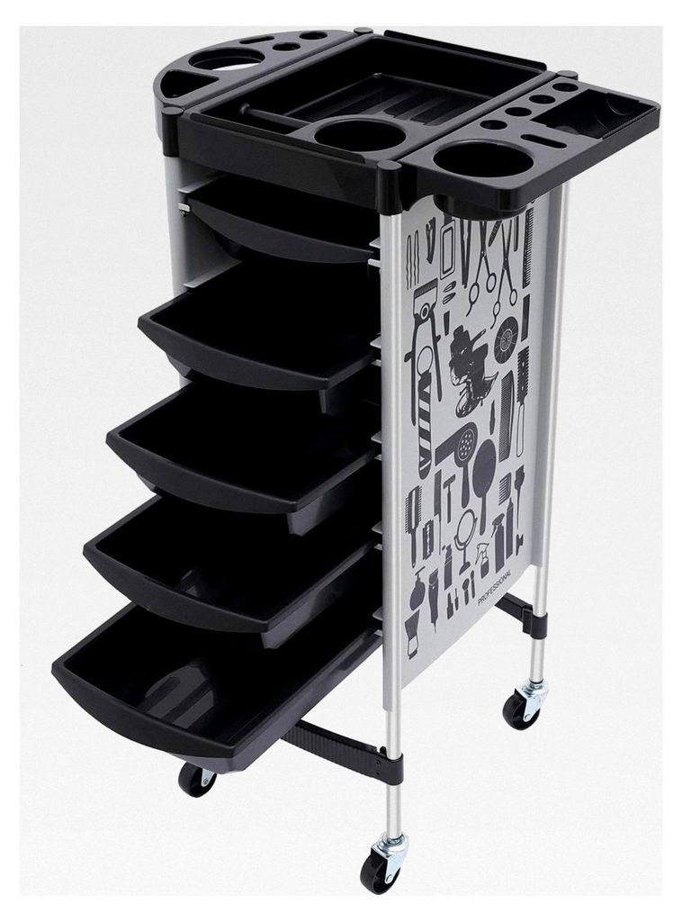 Friseurwagen mit 5 Schubladen, Bodenstehend, Bedienungswagen mit 4 Rädern für Nagelstudios und Friseure