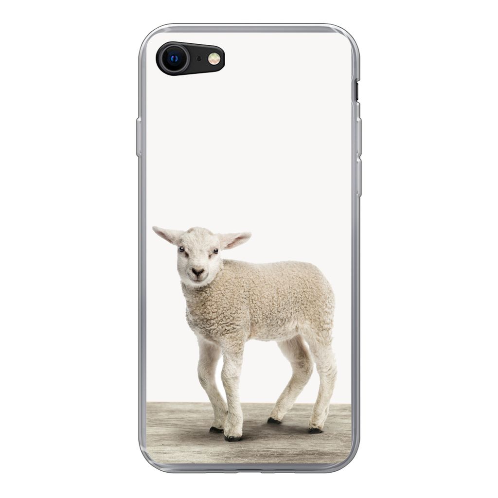 MuchoWow Handyhülle Schutzhülle Hülle für iPhone 8 Lamm - Schaf - Tiere - Kinder - Mädchen - Jungen Silikon Softcase Handy Hülle - Schutzhaube