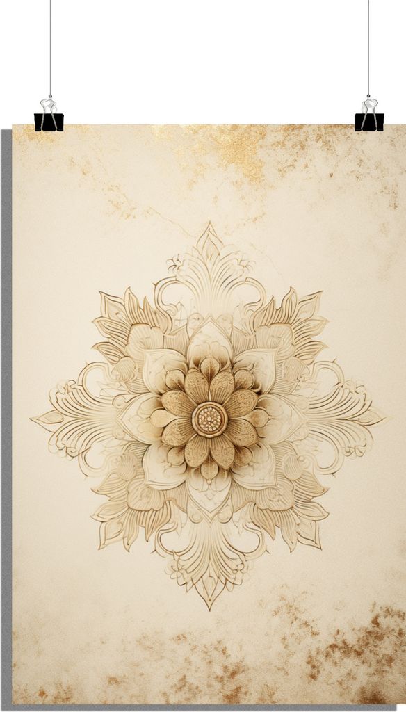 Abstraktes Poster - Mandala Poster - Blumenposter - Kunstposter - Stilvolles Poster - 51x71cm - Perfekt zum Einrahmen