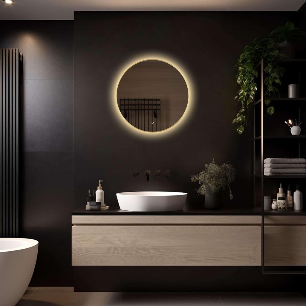 LoXa Badspiegel Aurora 60×60 cm Rund mit goldenem Rahmen – Produktbild 