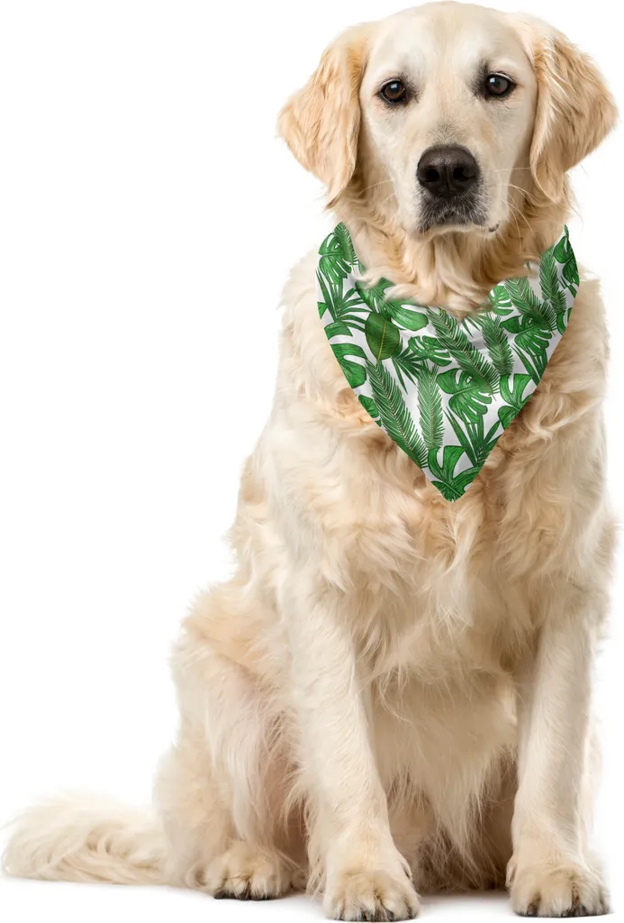 ABAKUHAUS Bandana Pet Tropical Jungle - Verde Felce 40x40 cm