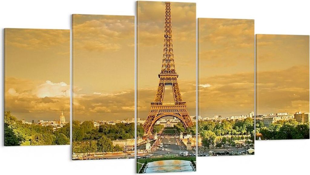 Bild auf Leinwand - Leinwandbild - Eiffelturm Frankreich Paris - 160x85cm - Wand Bild - Wanddeko - Leinwanddruck - Bilder - Kunstdruck - Wanddekora...