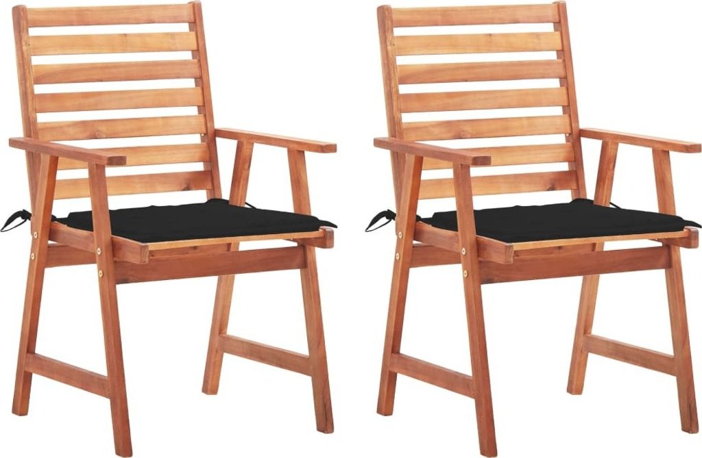 Garten-Essstühle 2 Stk. mit Kissen Massivholz Akazie