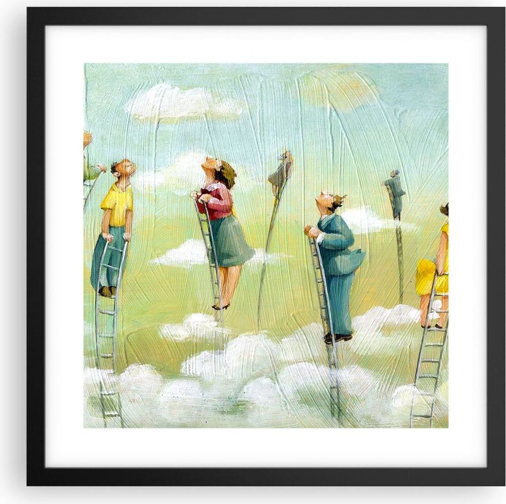 Gerahmtes Poster - Schwarzer Rahmen - Abstraktion modern - 40x40 cm - Wand Bild - Wanddeko - Wandbilder - Kunstposter - Wandposter - Bilderrahmen -...