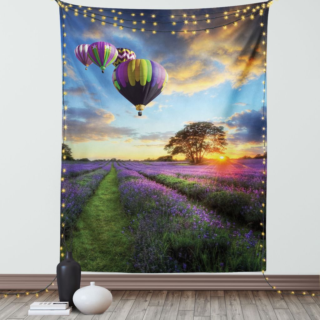 ABAKUHAUS Heißluftballon Wandteppich, Wildtier mit einem verärgerten Ausdruck Wald Fauna Themed Fotografie, Wohnzimmer Schlafzimmer Seidiger Sati...