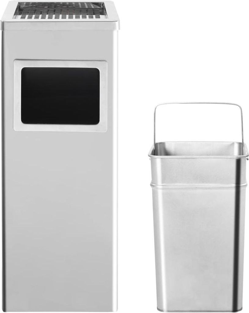 vidaXL Mülleimer mit Aschenbecher Hotel 36 L Edelstahl