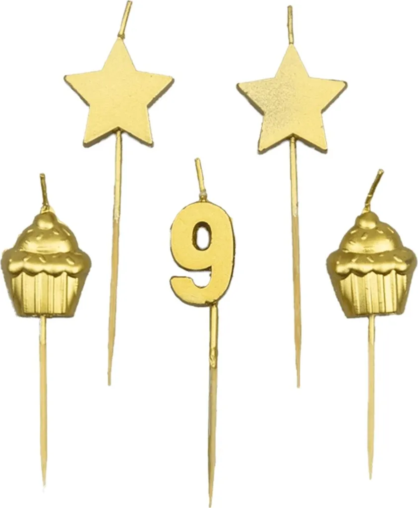 Décoration gâteau 9 ans avec bougies Paperdreams pour fête enfantine