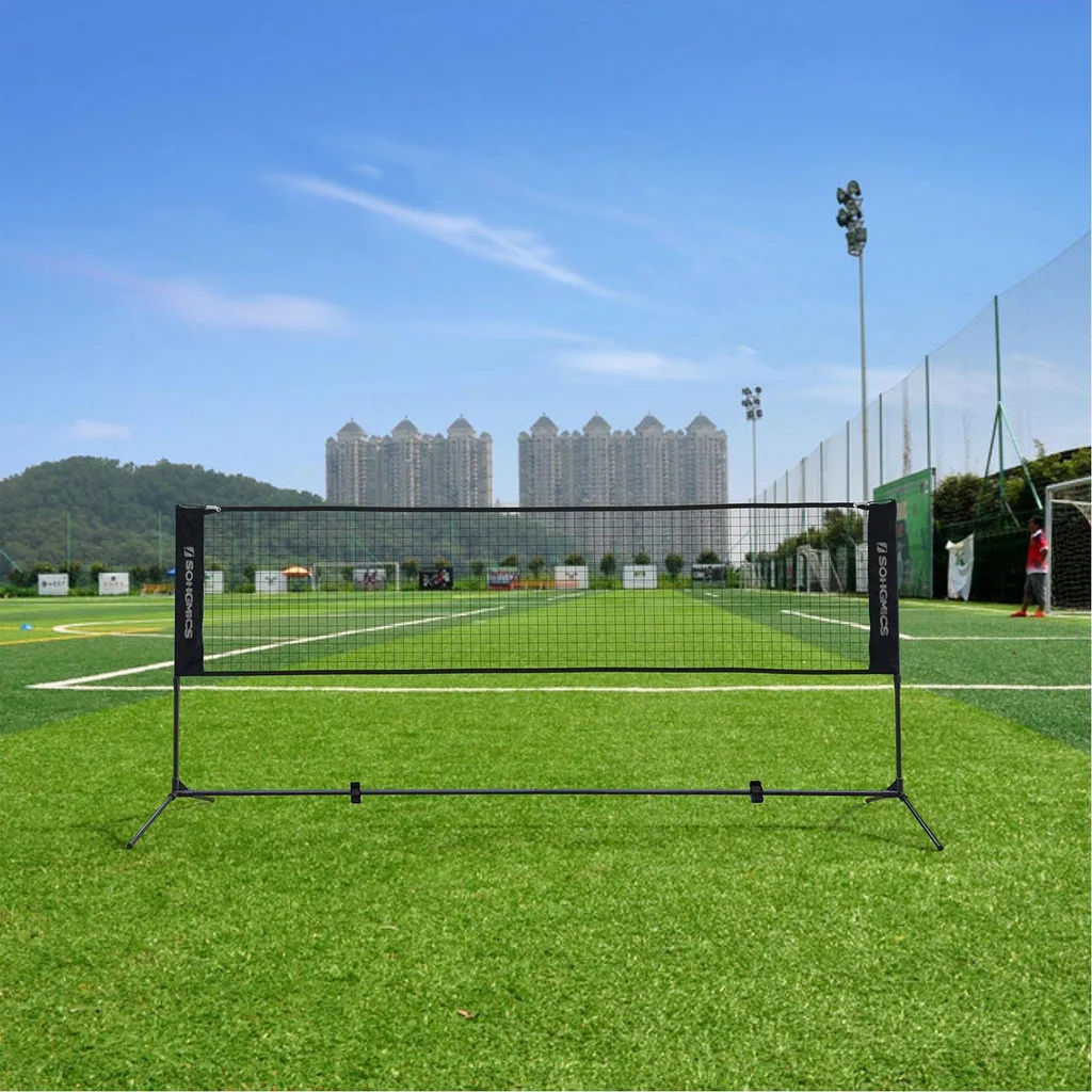 Filet de badminton portable noir réglable avec structure en acier 3m
