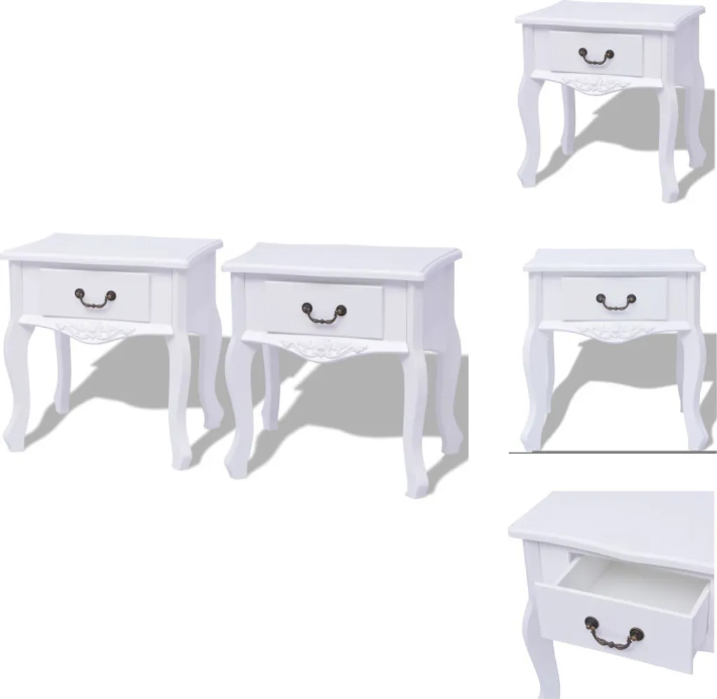 Tables de chevet design blanc mat en MDF - Set de 2 meubles d'appoint