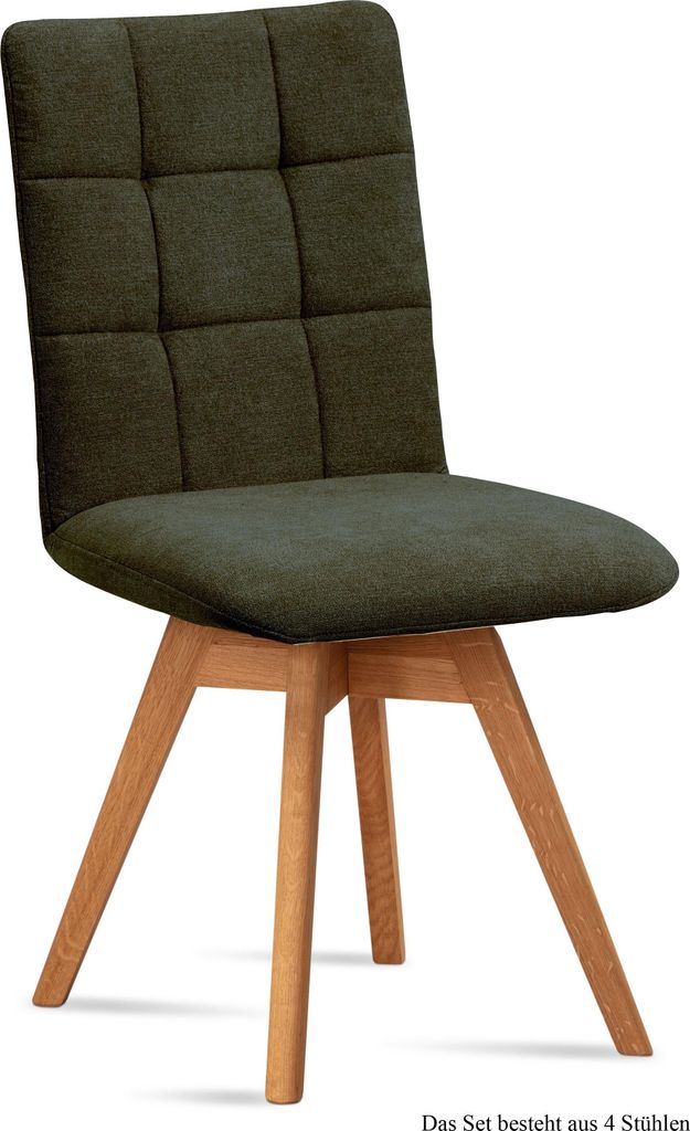 Esszimmerstuhl drehbar (4er-Set) Doria 47x91x60 Eiche geölt/Khaki