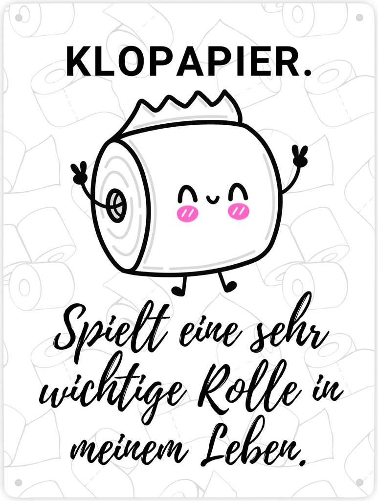 Klopapier Metallschild XXL in 28x38 cm Eine sehr wichtige Rolle in meinem Leben