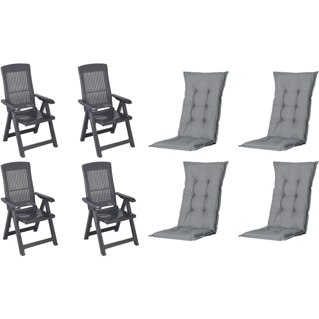 Progarden Klappsessel Tampa mit Auflage 4er Set anthrazit / Produktbild 