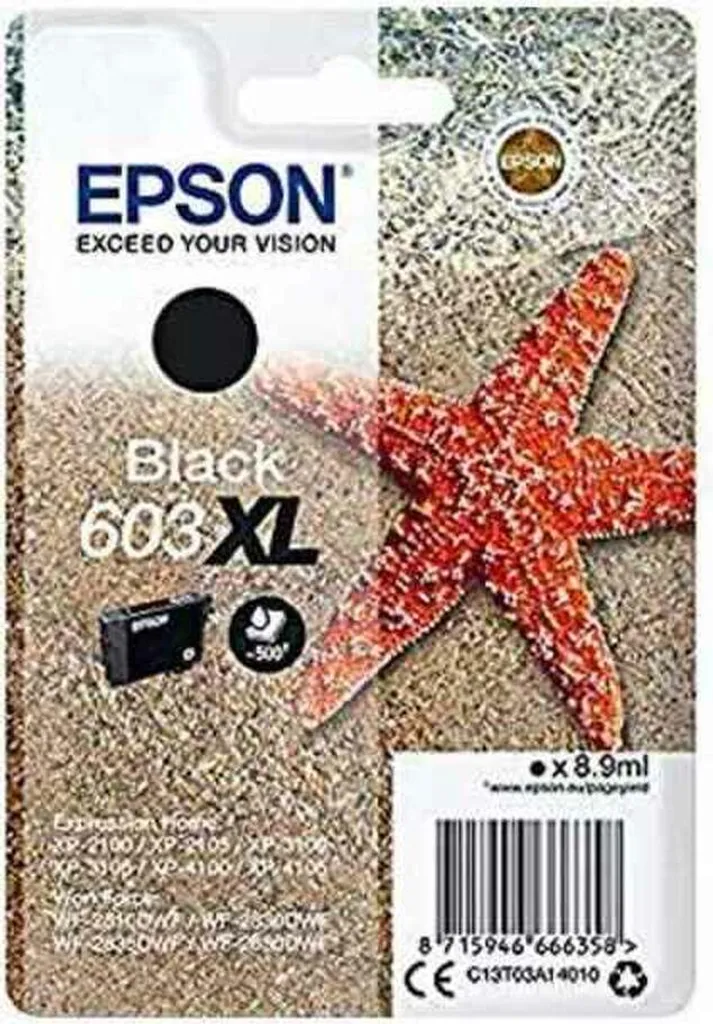 Cartouche Epson 603XL Noir Originale contre Bavures et Textes Flous