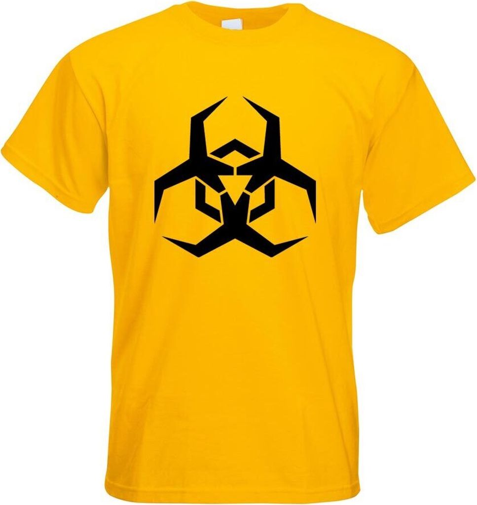 Kiwistar - T-Shirt - gelb - Biohazard Symbol Clipart Motiv Bedruckt Funshirt Design Print - mit Motiv Bedruckt - Funshirt Design - Sport - Freizeit...