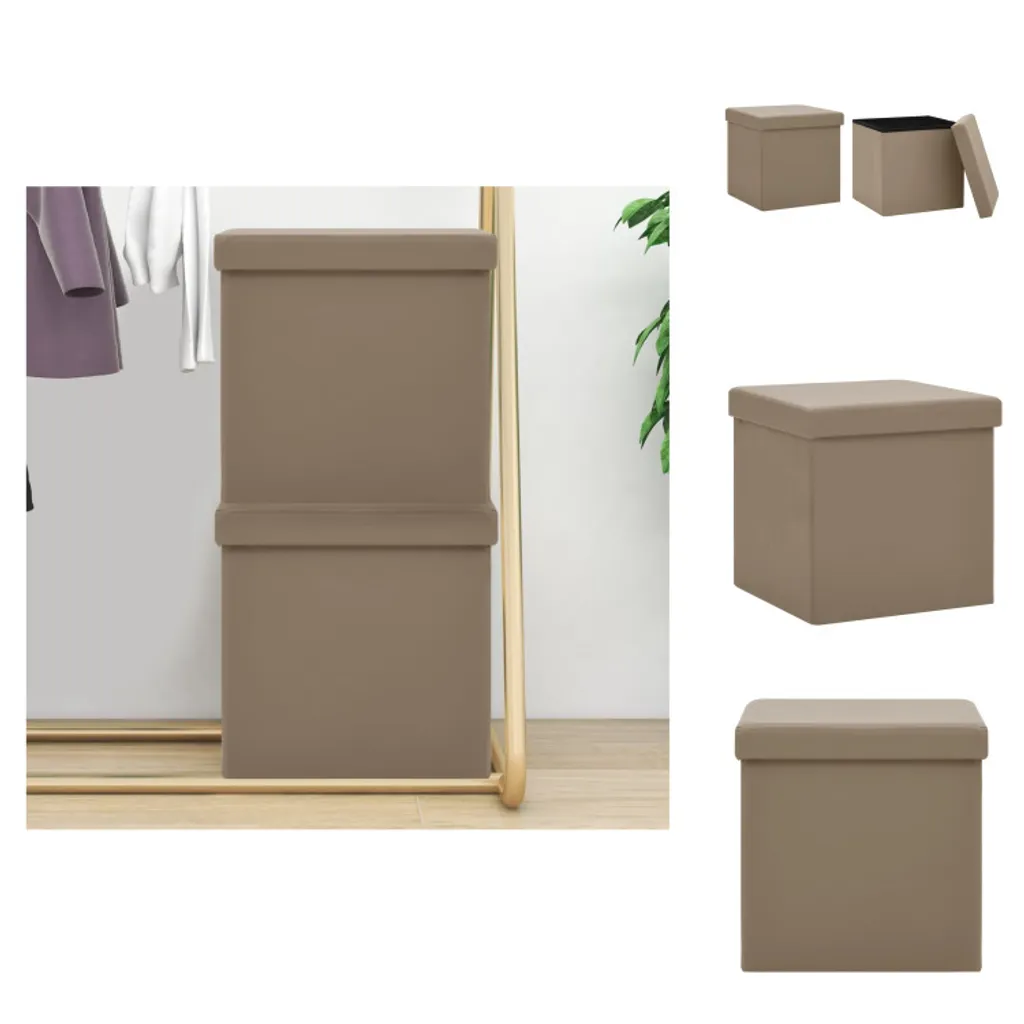 Set 2 Sgabelli Pieghevoli vidaXL con Vano Portaoggetti PVC Marrone