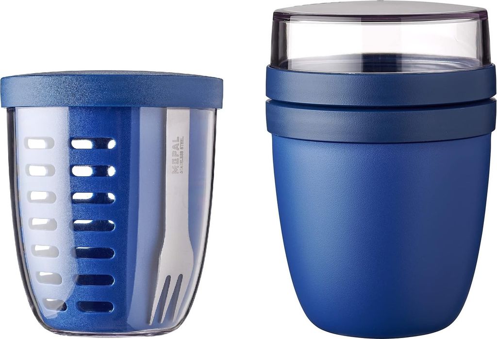 Mepal - Fruitpot Ellipse Fruit-Pack – Fruitpot mit Lunchpot – Ideal für Früchte, Obst und Gemüse unterwegs – Mit Abtropfsieb und Gabel - S...