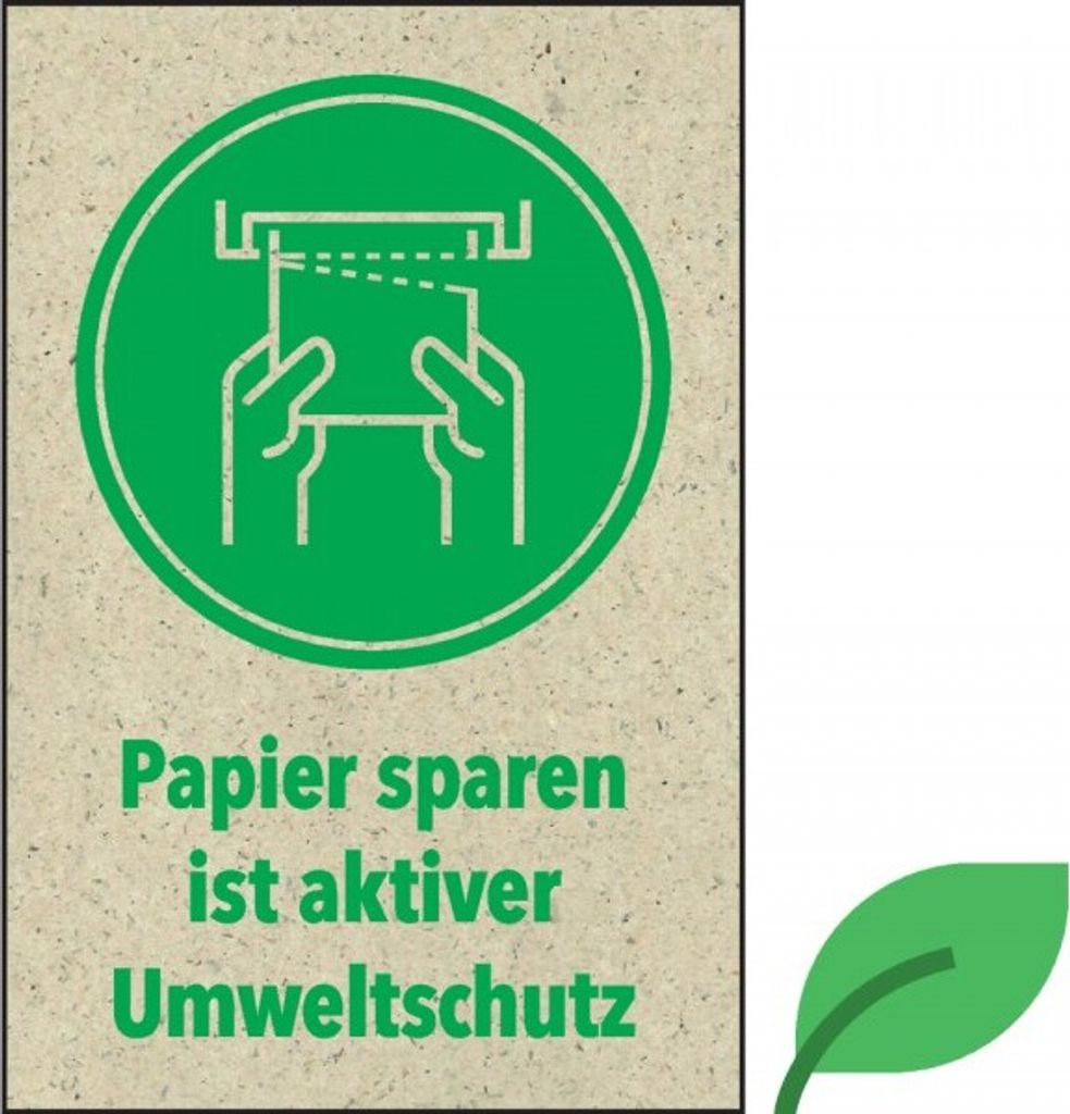 Dreifke Aufkleber | Hinweisschild Papiertücher sparen ist ... Umweltschutz, ...