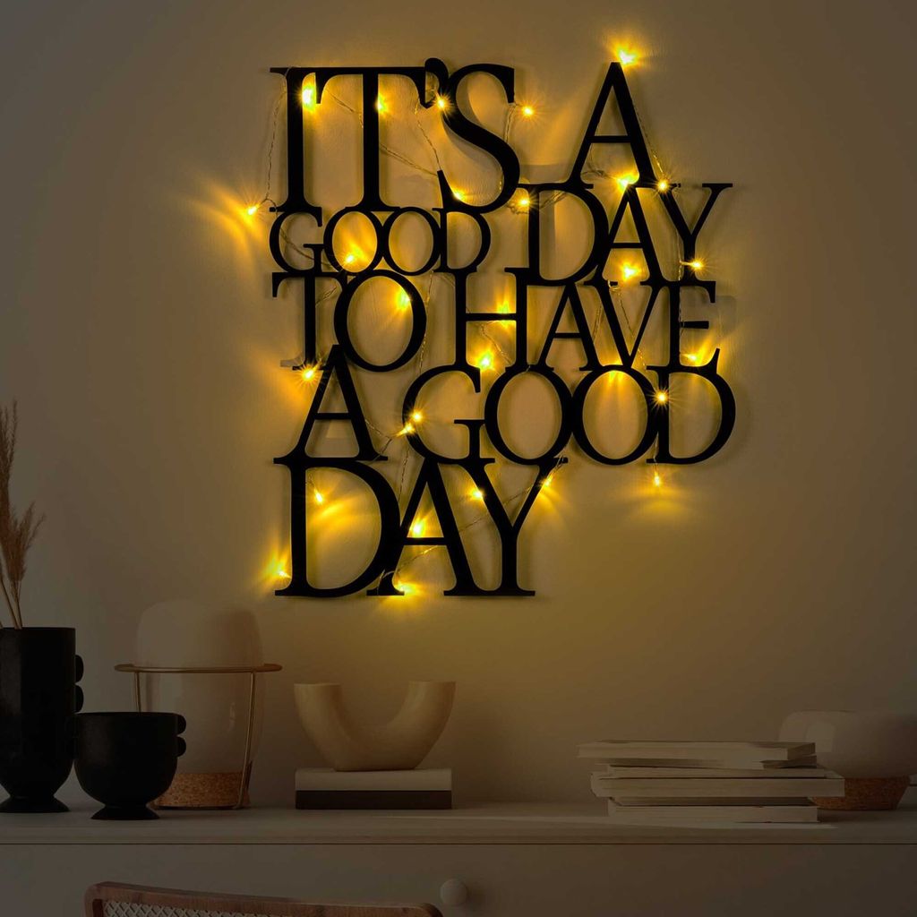 Wallity, Its A Good Day To Have A Good Day 187, Wanddeko, Schwarz, Metall, 70 x 61 cm