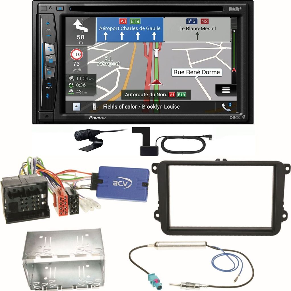Pioneer AVIC-Z730DAB Bluetooth DAB+ Einbauset für Golf 5 6 Passat 3C B7 Touran