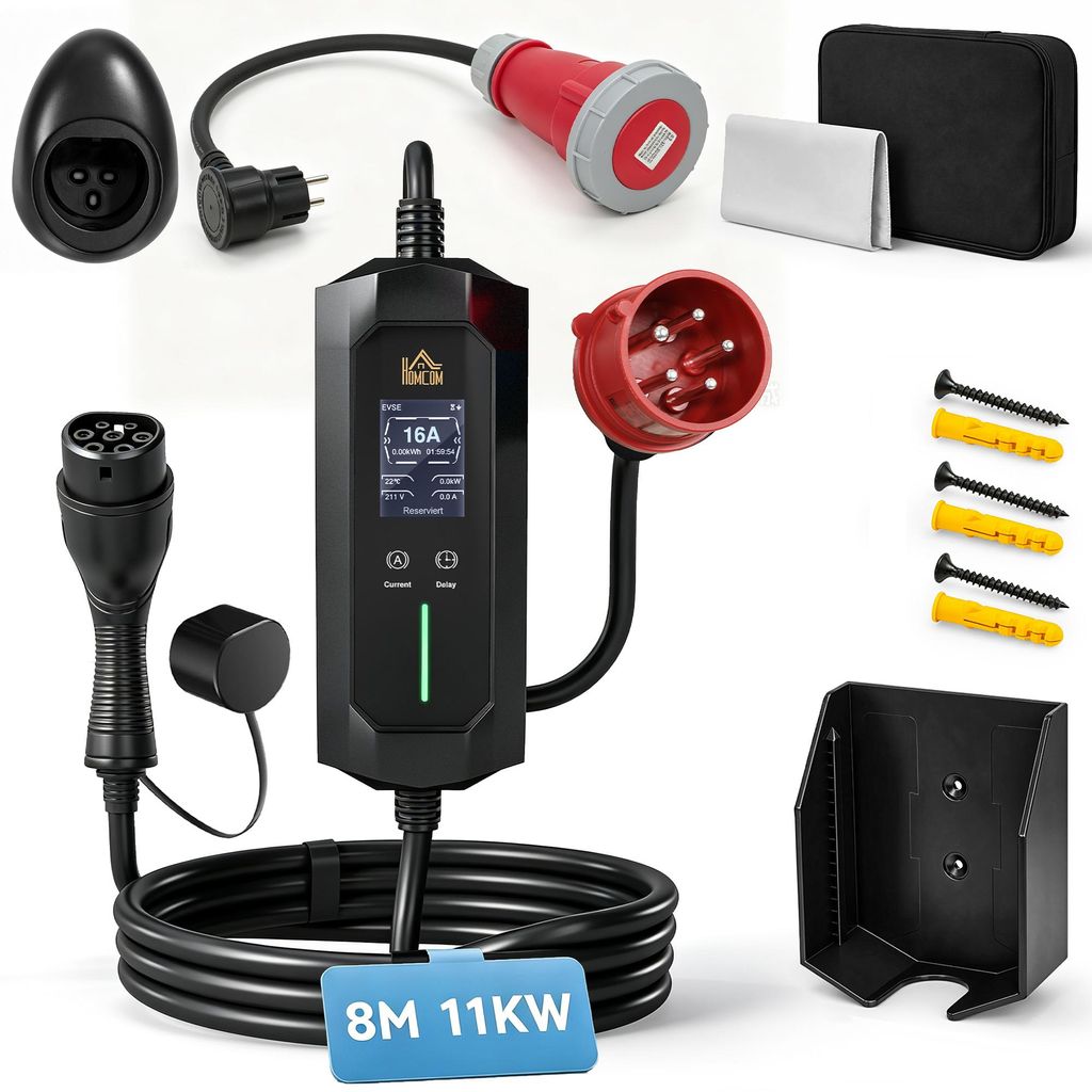 HOMCOM Mobile Wallbox 11kW 8m Typ 2 6–16 A 3-Phasig Produktbild 