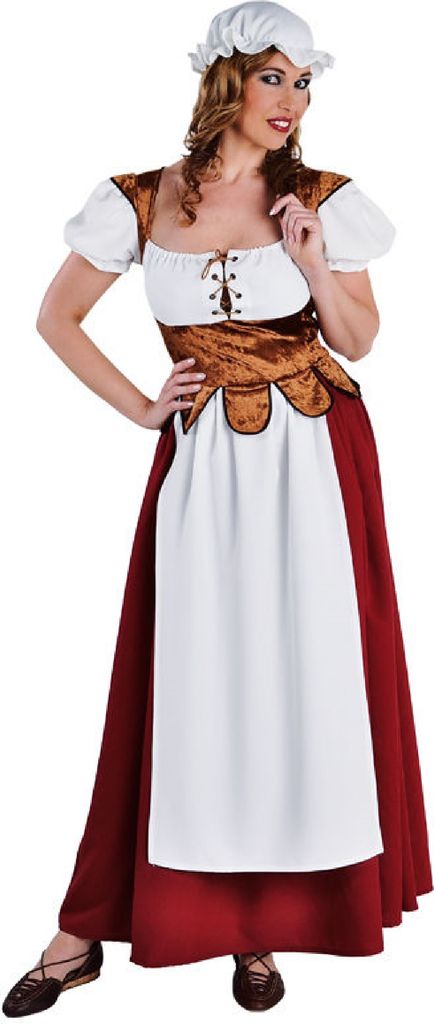 M212143-XL-A Damen Freifrau Magd Kostüm Kleid lang Gr.XL