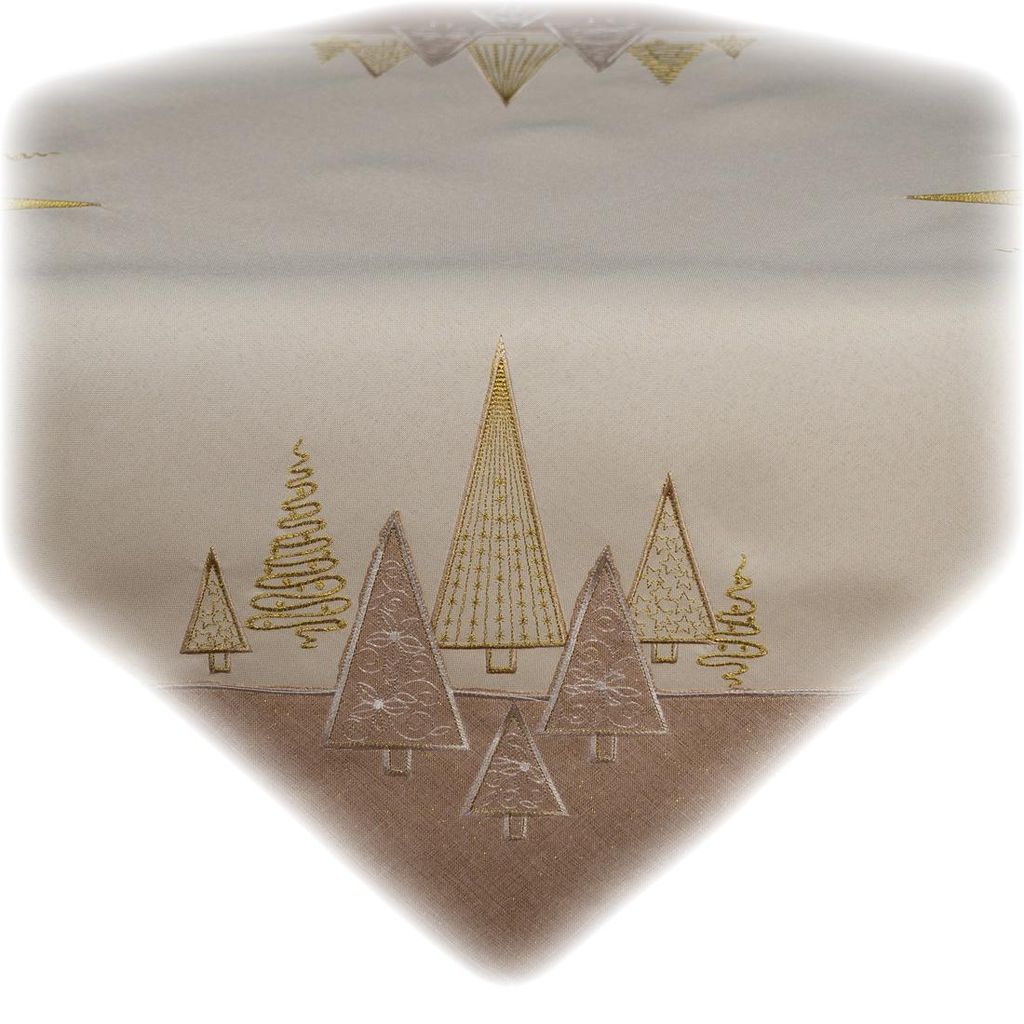 Tischwäsche mit Stickerei Tannenbäume 85 x 85 cm - beige Produktbild 