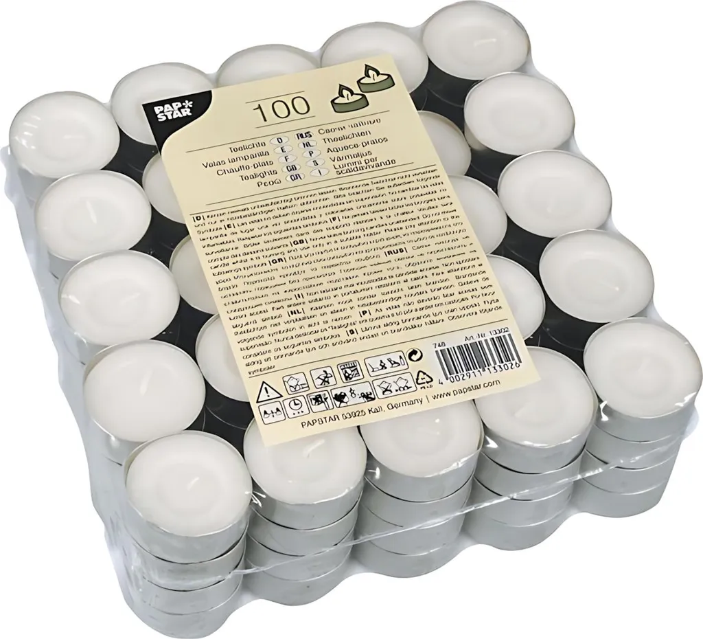 Bougies Chauffe-Plat Blanches 38 mm PAPSTAR pour Photophores et Déco