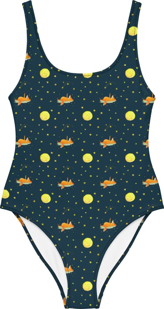 Mr. & Mrs. Panda Badeanzug Fuchs Sterne Größe XXL - Blau - Geschenk, Swimsuit, Spruch Positiv, Bademode, Damen-Badeanzug, Shape-Badeanzug, Tröst...