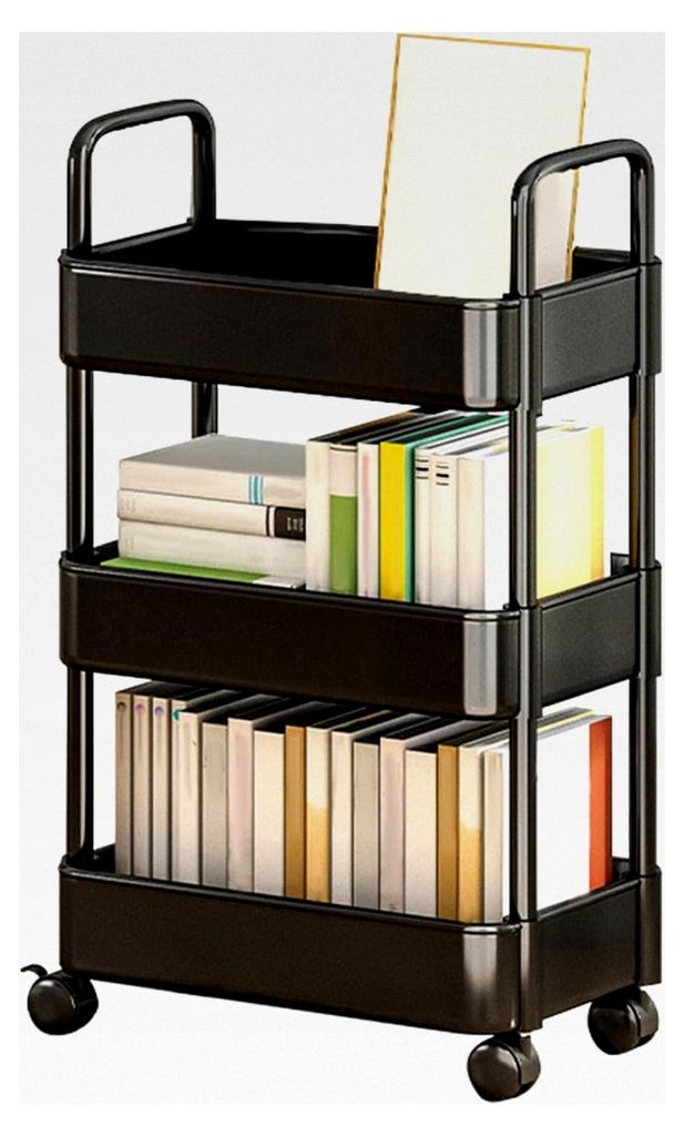 Rollwagen, 3/4-stöckiger Mehrzweck-Aufbewahrungswagen auf Rädern für Küche, Badezimmer, Waschküche