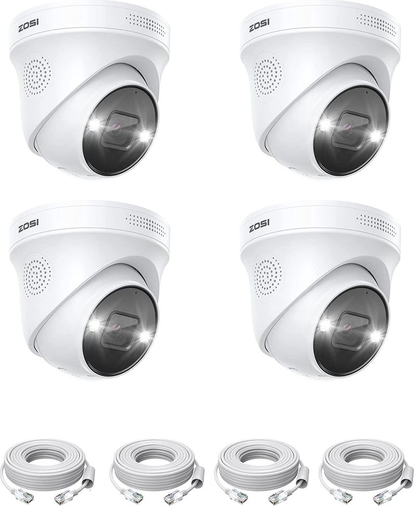 ZOSI 4X 4K PoE Überwachungskamera Aussen IP PoE Dome Kamera Zusatz mit Netzwerkkabel 4K PoE NVR
