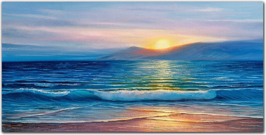 Coloray Bild aus Acryl 140 cm x 70 cm - Küche Wanddekoration Dekoration Wohnzimmer Gehärtetes Acryl Bild auf Acrylglas - Ozean Meereswellen Küste