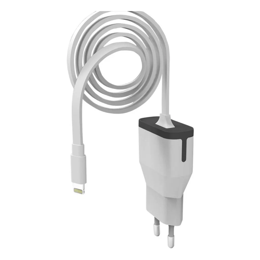 Chargeur iPhone Fiable Certifié MFi Muvit Lightning 2.4A Câble Blanc