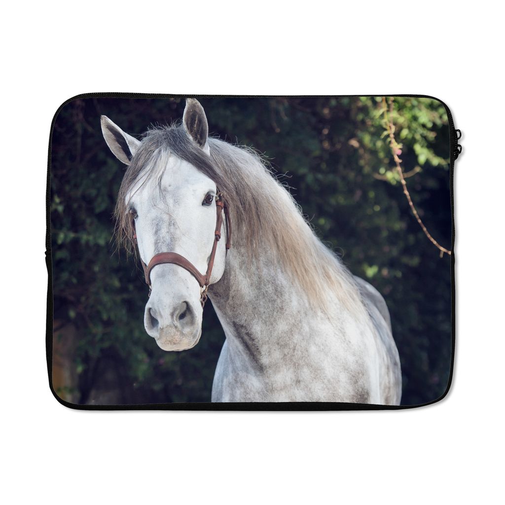 MuchoWow Laptop Hülle 17 Zoll Laptoptasche Pferd - Halfter - Natur - Zipper - Schutzabdeckung