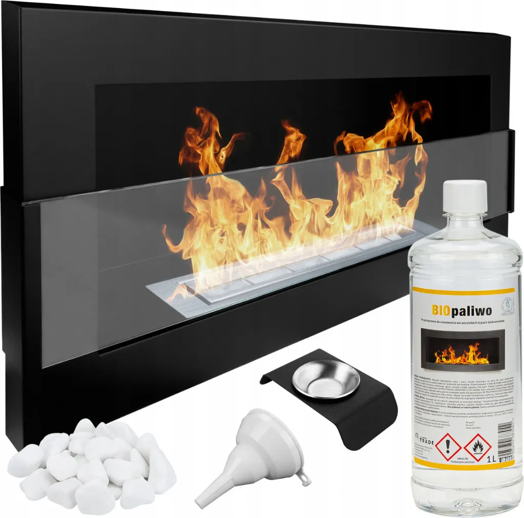 Cheminée murale pour appartement Biokamin inox 90x40cm sans conduit
