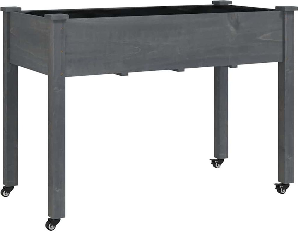 vidaXL Pflanzkübel mit Einsatz und Rollen Grau 118x59x80 cm Tannenholz
