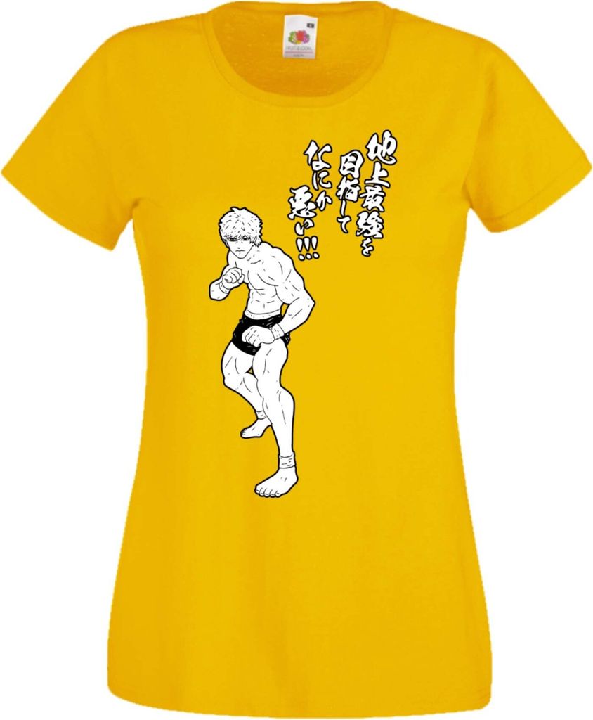 Damen T-Shirt Manga Anime Baki The Grappler 01 Baki The Grappler, Lady M / Gelb