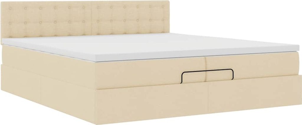 Ottoman-Bett mit Matratze Creme 200x200 cm Stoff