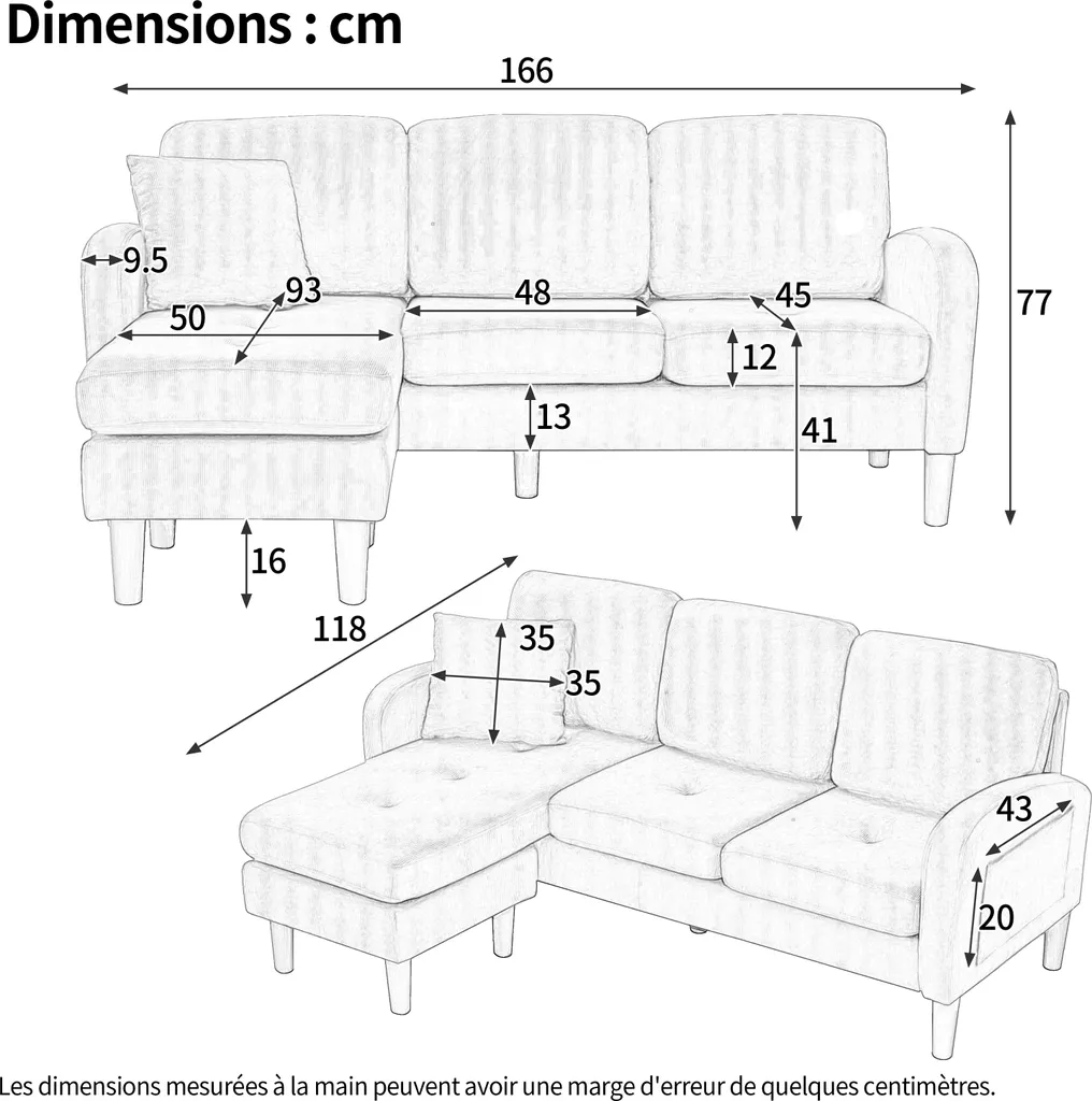 Canapé d’angle compact 3 places vert : gagnez de la place avec style