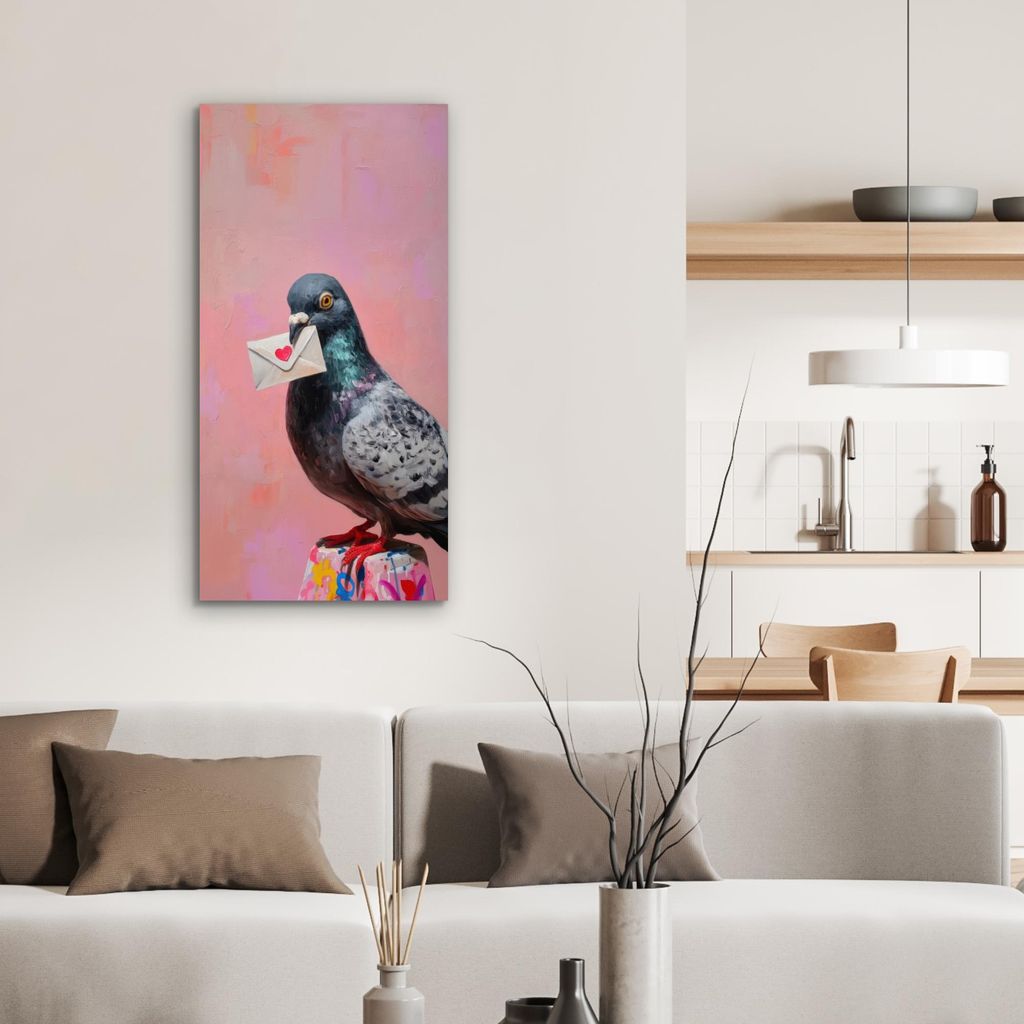 MuchoWow Wanddekoration Metall Metallbild Wandkunst 40x80 cm Taube - Umschlag - Rosa - Nahaufnahme MuchoWow Aluminium Gemälde - Wanddekoration - I...
