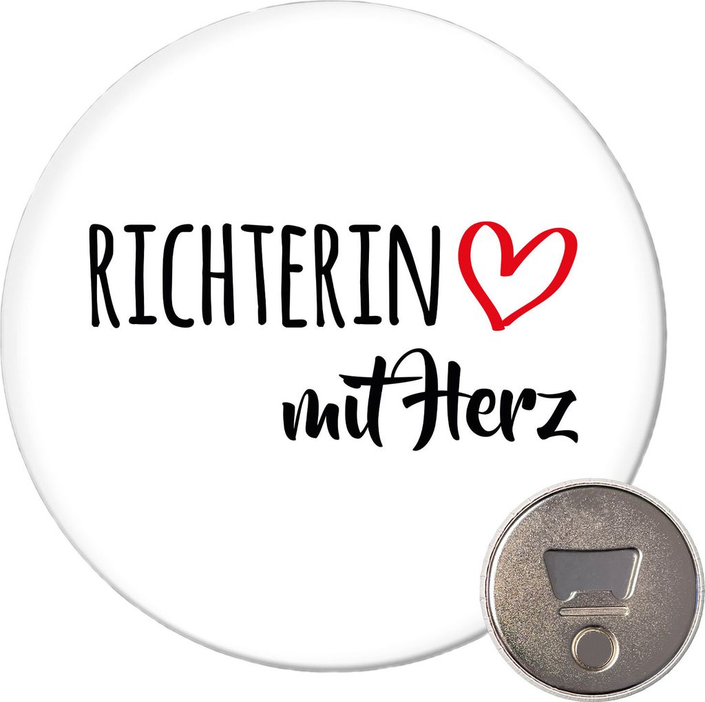 Huuraa Magnet Richterin mit Herz 59mm Kühlschrankmagnet rund Flaschenöffner Geschenkidee