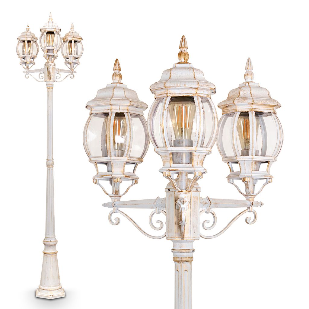 Meyen »Meyen« Außenleuchte Kandelaber in antikem Look, Metall in Weiß/Gold