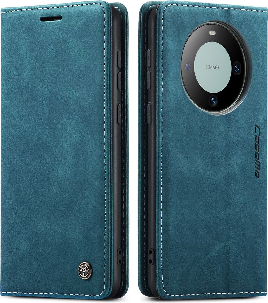Huawei Mate 60 Hülle, Retro Kunstledertasche mit Standfunktion Schutzhülle für Huawei Mate 60 Blau