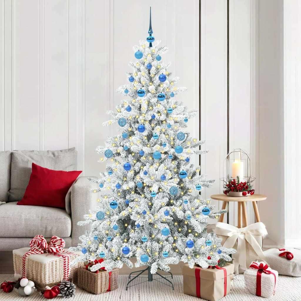 (Design 2026)Künstlicher klappbarer Weihnachtsbaum - CLORIS - Tannenbaum - Weiß 180cm PVC und Stahl NEU212670 - Künstliche Weihnachtsbäume