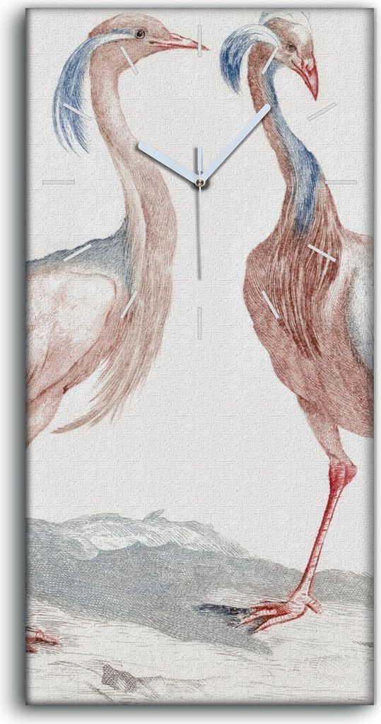 Wohnzimmer-Bild Leinwand Uhr Geräuschlos 30x60 Malerei Tier Vogel Kunst - weiße Hände