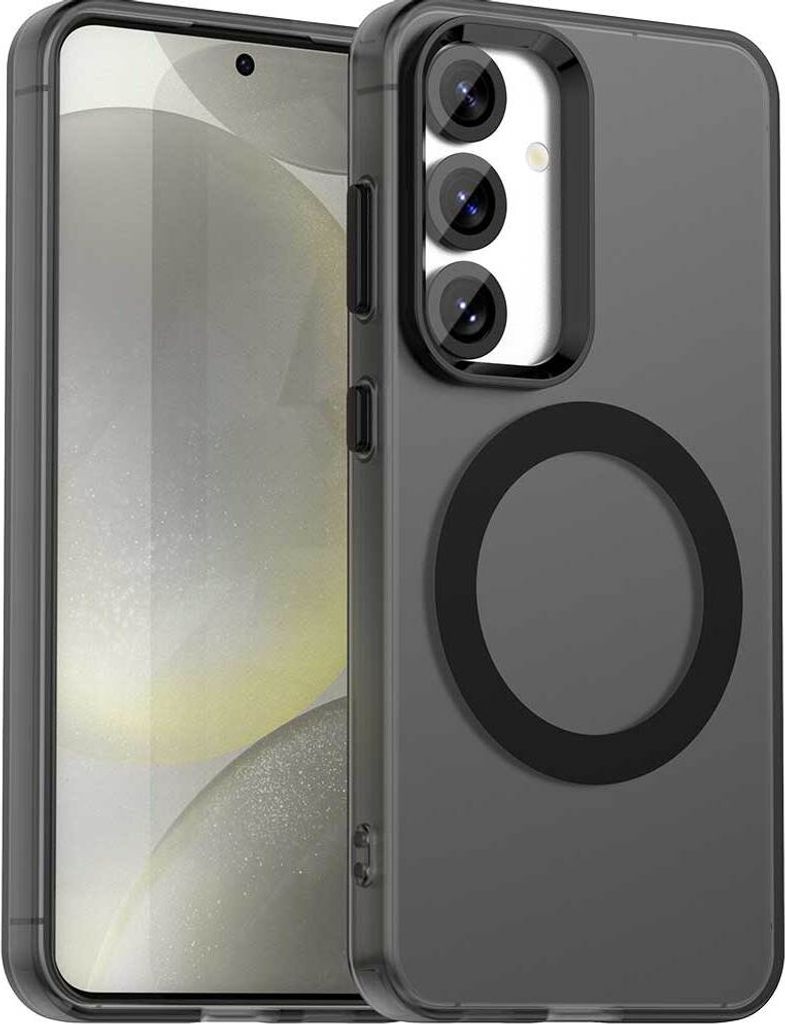 Magnetisch Hülle für Samsung Galaxy S23 FE, Schlank Durchscheinend Matt Stoßfest Handyhülle Schwarz