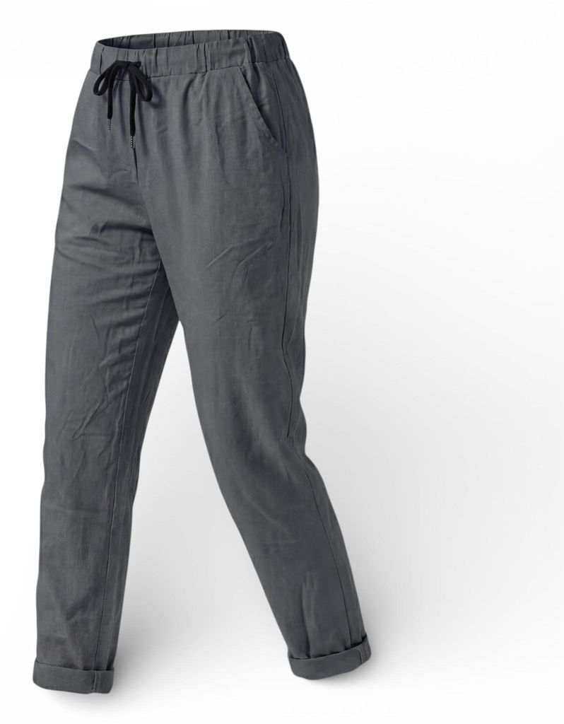 Chinohose mit Stretch Freizeithose 36-44 Schlupfhose im Knitterlook für Damen