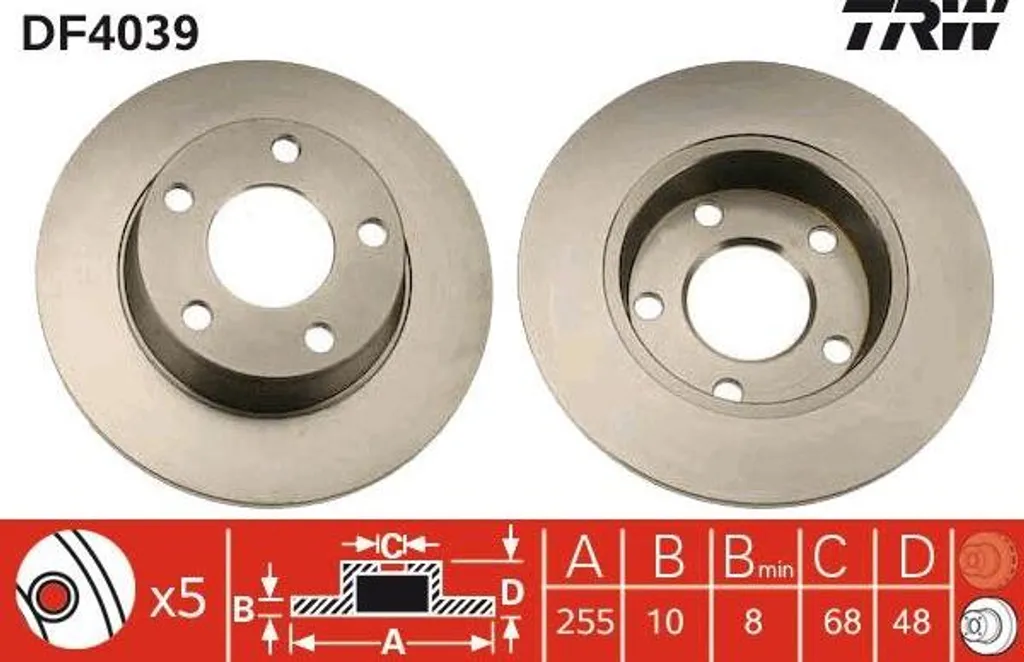 Disque de Frein Audi A6 4B TRW DF4039 idéal pour Entretien et Révision