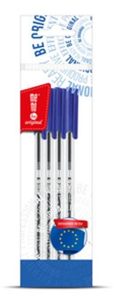 Długopis Memobe biurowy niebieski 1 mm 4 sztuki