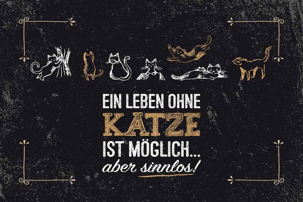 vianmo Holzschild 20x30 cm Katze Ein Leben ohne Katze möglich